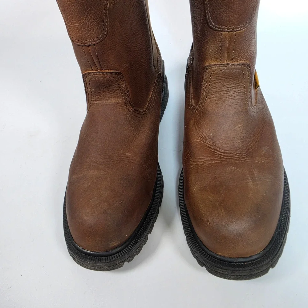 Herman Survivors Bison Mens 9 Brown Waterproof Steel Toe Pull On Work Boots
